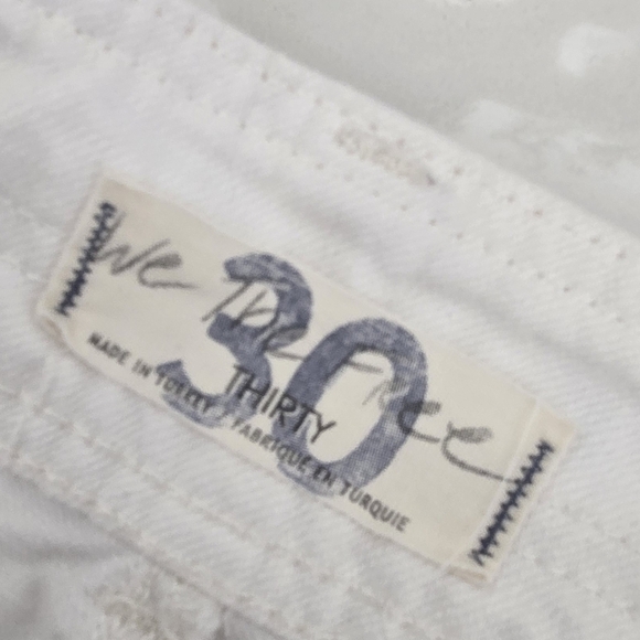 FREE PEOPLE Colette Wide Leg Culottes button fly white cropped jeans size 30 - Picture 6 of 16